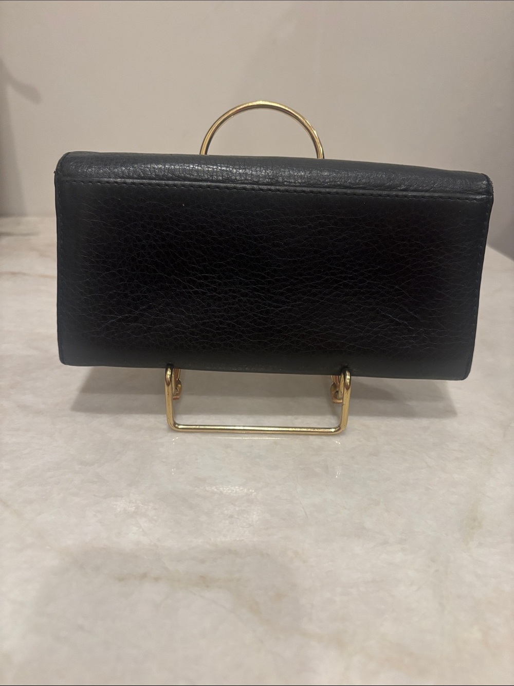 Michael Kors Black Leather Wallet with Gold MK Emblem - Picture 2 of 8